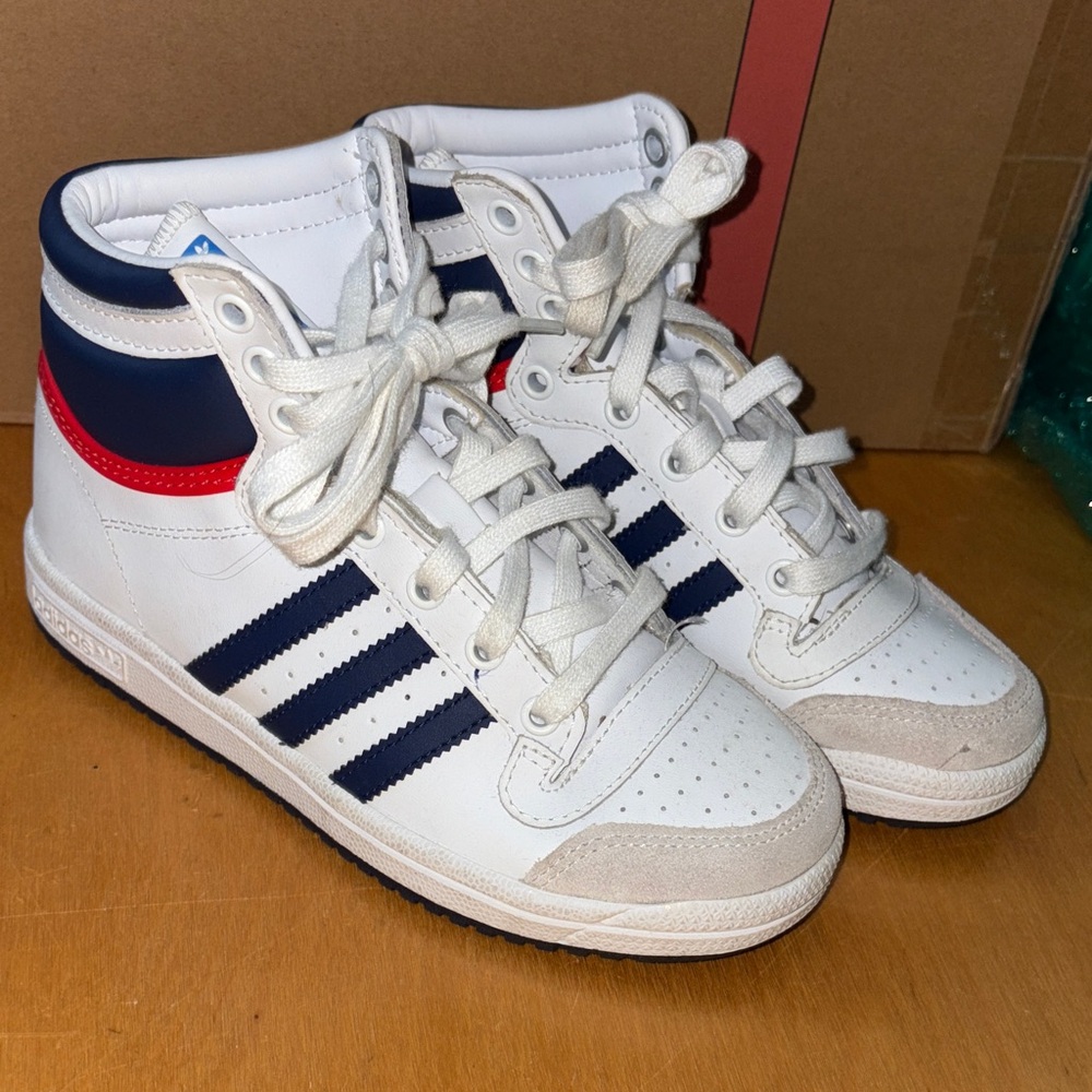 Adidas Top Ten High C 'White Dark Blue Boys Sneakers Size 1